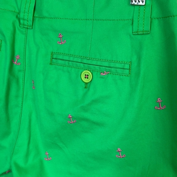 Lilly Pulitzer Palm Beach Fit Cropped Pants Green Pink Anchor Embroidered Size 2 - Picture 4 of 5